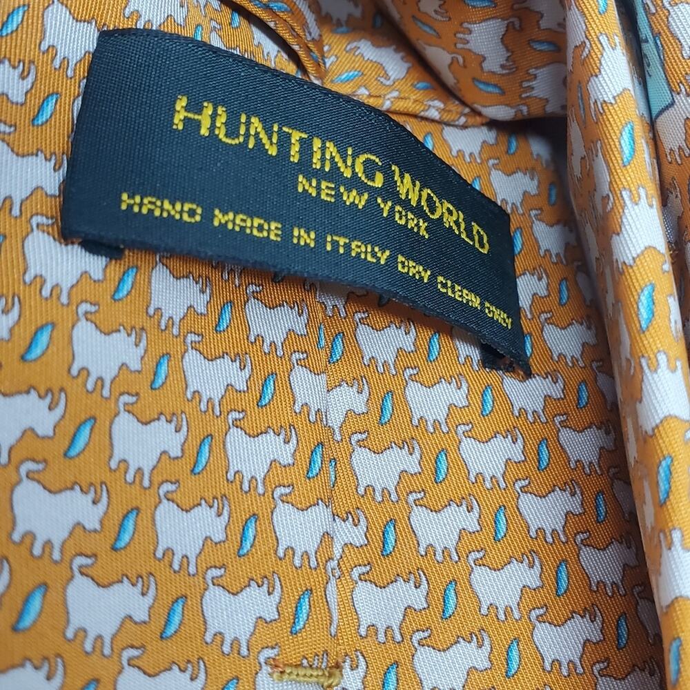 Hunting World Orange and tan Rhinoceros 100% Silk tie - Picture 5 of 9